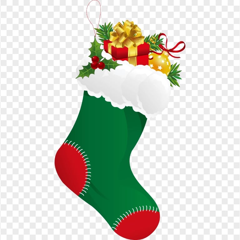 HD Christmas Santa Sock With Gifts Illustration PNG