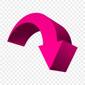 HD Pink 3D Curved Arrow Pointing Down PNG