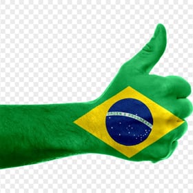 Download HD Thumbs Up Painted With Brazil Flag PNG