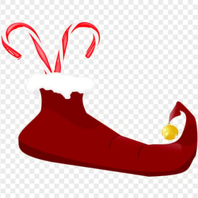 Two Candy Canes In Elf Santa Shoe Boot PNG