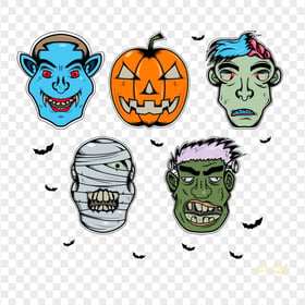 HD Halloween Monsters Avatar Faces PNG