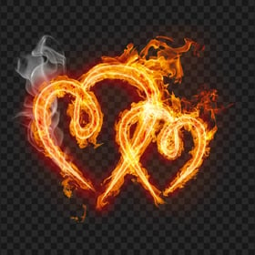 Love Burning Hearts On Fire With Smoke PNG Image