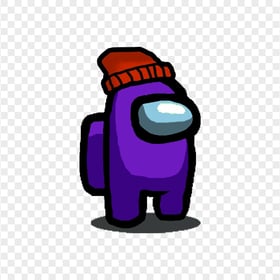 HD Purple Among Us Character With Beanie Hat PNG