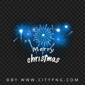 Simple Merry Christmas Design Blue Fireworks PNG