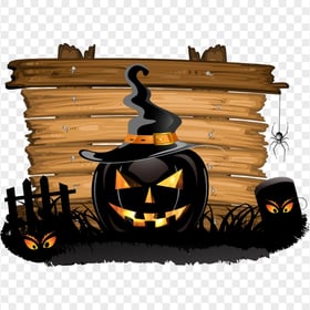 Black Pumpkin Jack O Lantern With Witch Hat Horror