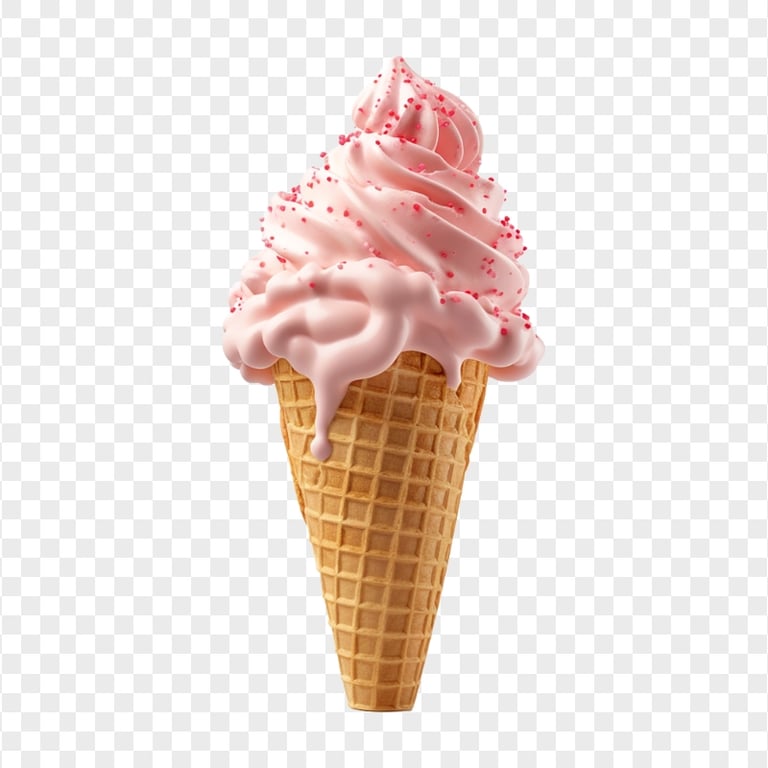 Strawberry Ice Cream Cone with Sprinkles HD PNG