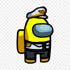 HD Yellow Among Us Crewmate Character With Captain Costume PNG