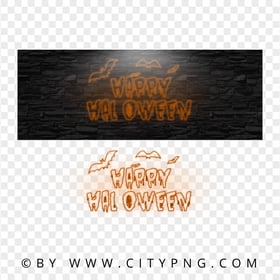 HD Neon Orange Happy Halloween PNG