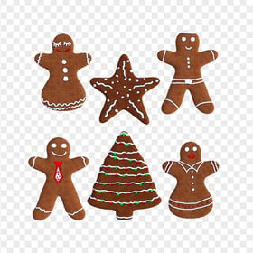 Christmas Gingerbread Cookies Various Shapes HD PNG