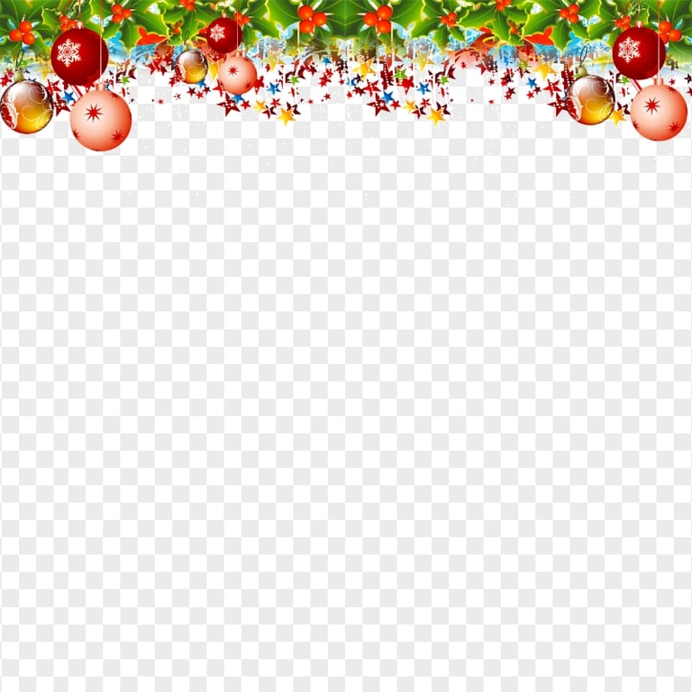 Illustration Christmas Decorated Top Border PNG