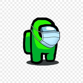 HD Lime Among Us Character With Surgical Mask PNG