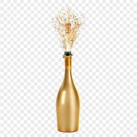 HD Gold Opened Champagne Wine Bottle Celebration PNG