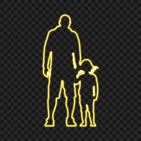 HD Yellow Child And Father Neon Silhouette PNG