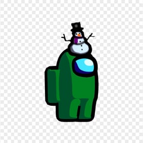 HD Green Among Us Crewmate Character With Snowman Hat PNG