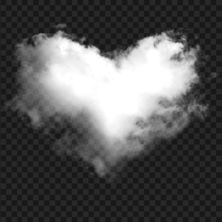 White Cloud Heart Shape HD PNG