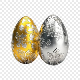 HD Golden and Silver Easter Eggs Transparent PNG