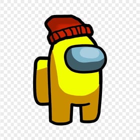 HD Yellow Among Us Crewmate Character With Red Beanie Hat PNG