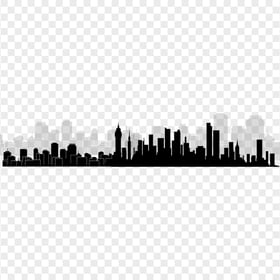 City Skyline Landscape Black Silhouette PNG