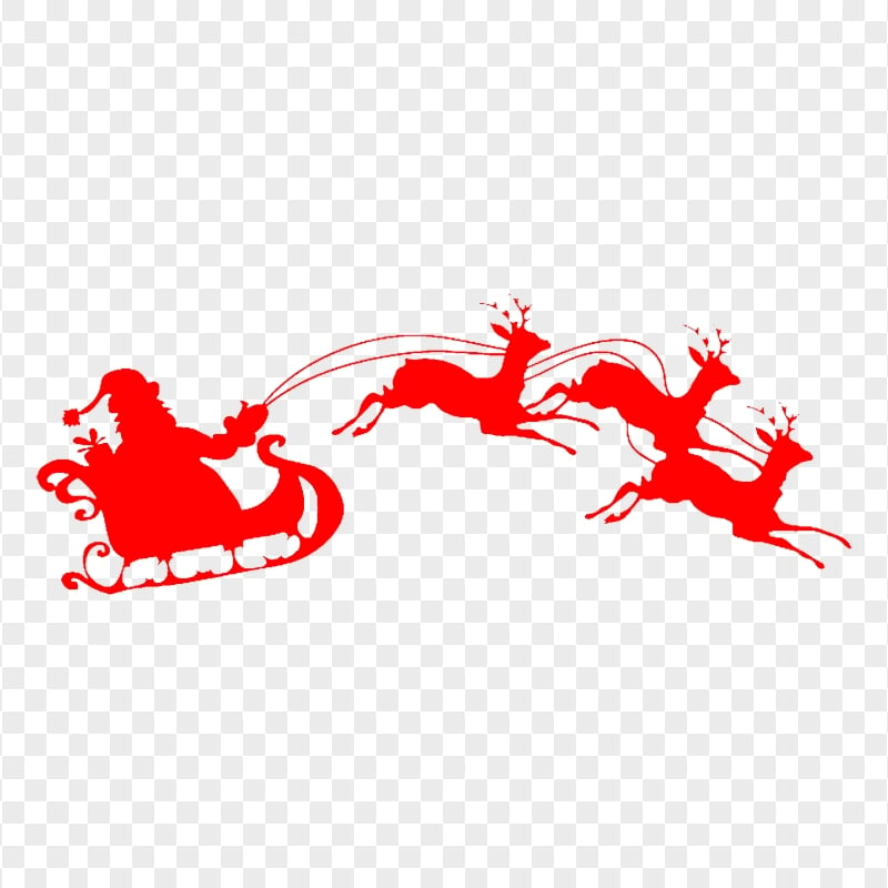 Santa Ride Sleigh Reindeer Red Silhouette HD PNG
