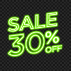 Download 30% Off Sale Neon Green Sign PNG
