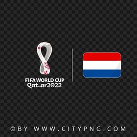 Netherlands Flag With Qatar 2022 World Cup Logo PNG