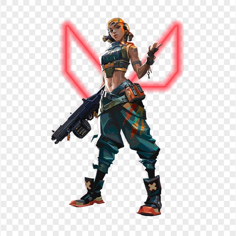 HD Raze Female Character Player With Valorant Neon Logo PNG | Citypng