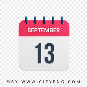 13th September Day Date Calendar Icon HD PNG