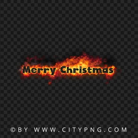 HD Merry Christmas Burning Text Fire PNG