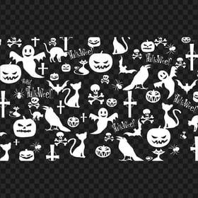 White Halloween Ghost Crow Pattern Background