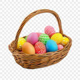 Colorful Easter Eggs Basket HD Transparent Background