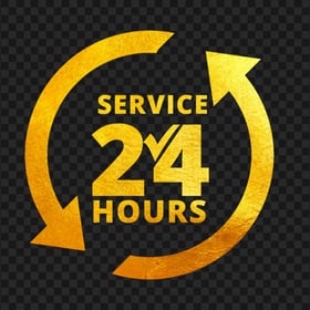 HD 24 Hours Service Gold Logo Icon Sign PNG