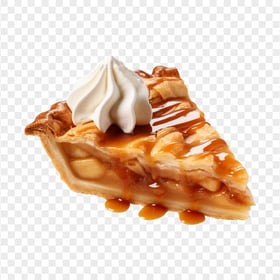 HD Caramel Pear Pie Slice with Cream Transparent Background