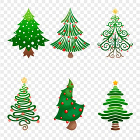Collection Of Decorated Christmas Trees Illustration