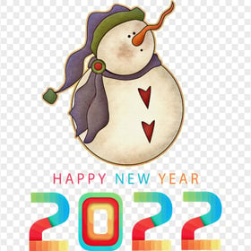 Download Cartoon Snowman Happy New Year 2022 PNG