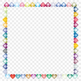 Multicolored Hearts Square Frame Borders HD PNG