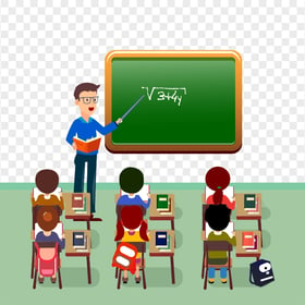 HD Cartoon Teacher Student Classroom PNG