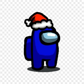 HD Blue Among Us Character With Santa Hat PNG