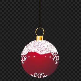 HD Red Ornament Ball Covered With Snowflakes PNG