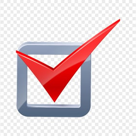 HD 3D Red Tick Mark In Silver Box Icon PNG