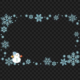 Cartoon Snowman And Snowflakes Card Frame HD PNG