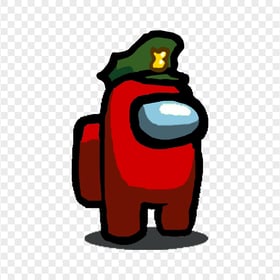 HD Red Among Us Crewmate Character Military Hat PNG