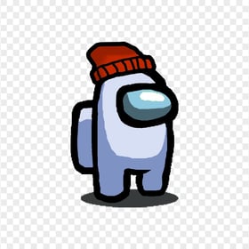 HD White Among Us Character With Beanie Hat PNG
