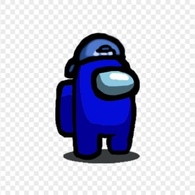 HD Blue Among Us Character With Backwards Baseball Cap PNG