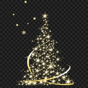 Sparkle Gold Christmas Tree Design Illustration HD PNG