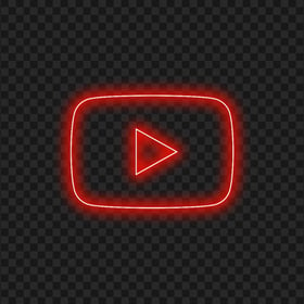 HD Red Neon Youtube YT Logo Symbol Sign Icon PNG