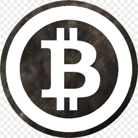 Bitcoin BTC Black & White Coin Icon PNG