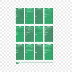 HD 2021 Creative Green Calendar With Notes Section Clipart PNG