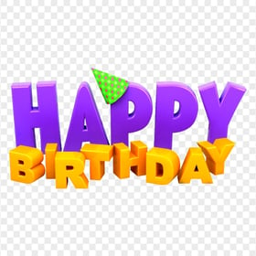 HD 3D Happy Birthday Text Design Transparent Background