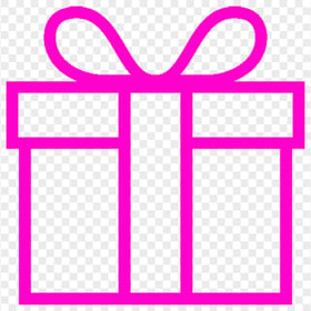 Pink Line Outline Gift Box Icon FREE PNG
