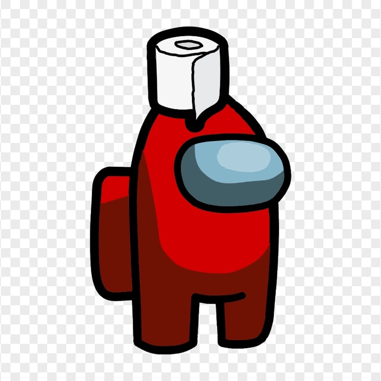 HD Red Among Us Crewmate Character With Toilet Paper Hat PNG